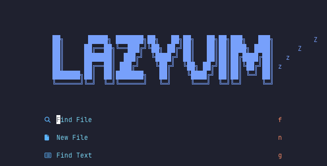 A screenshot of lazyvim's landing page on ghostty